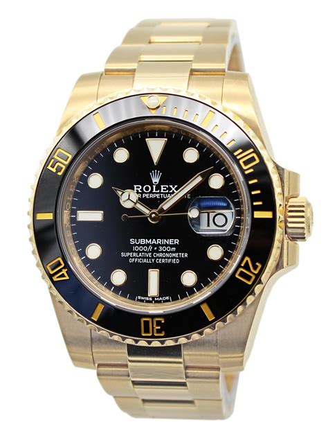 rolex black dial submariner gold